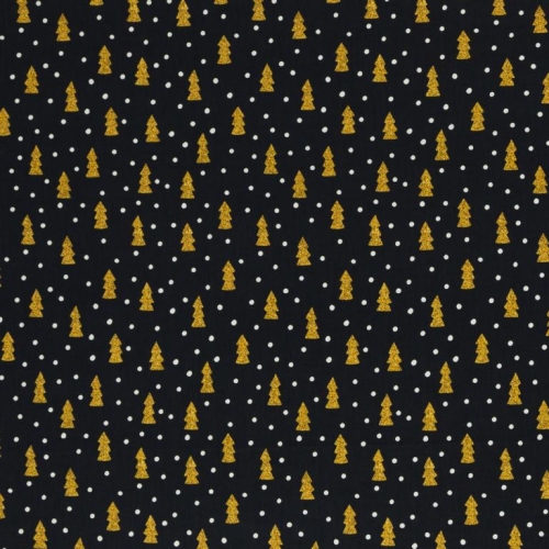 Baumwolle "Joel" Weihnachten Tannenbaum Bäume gold